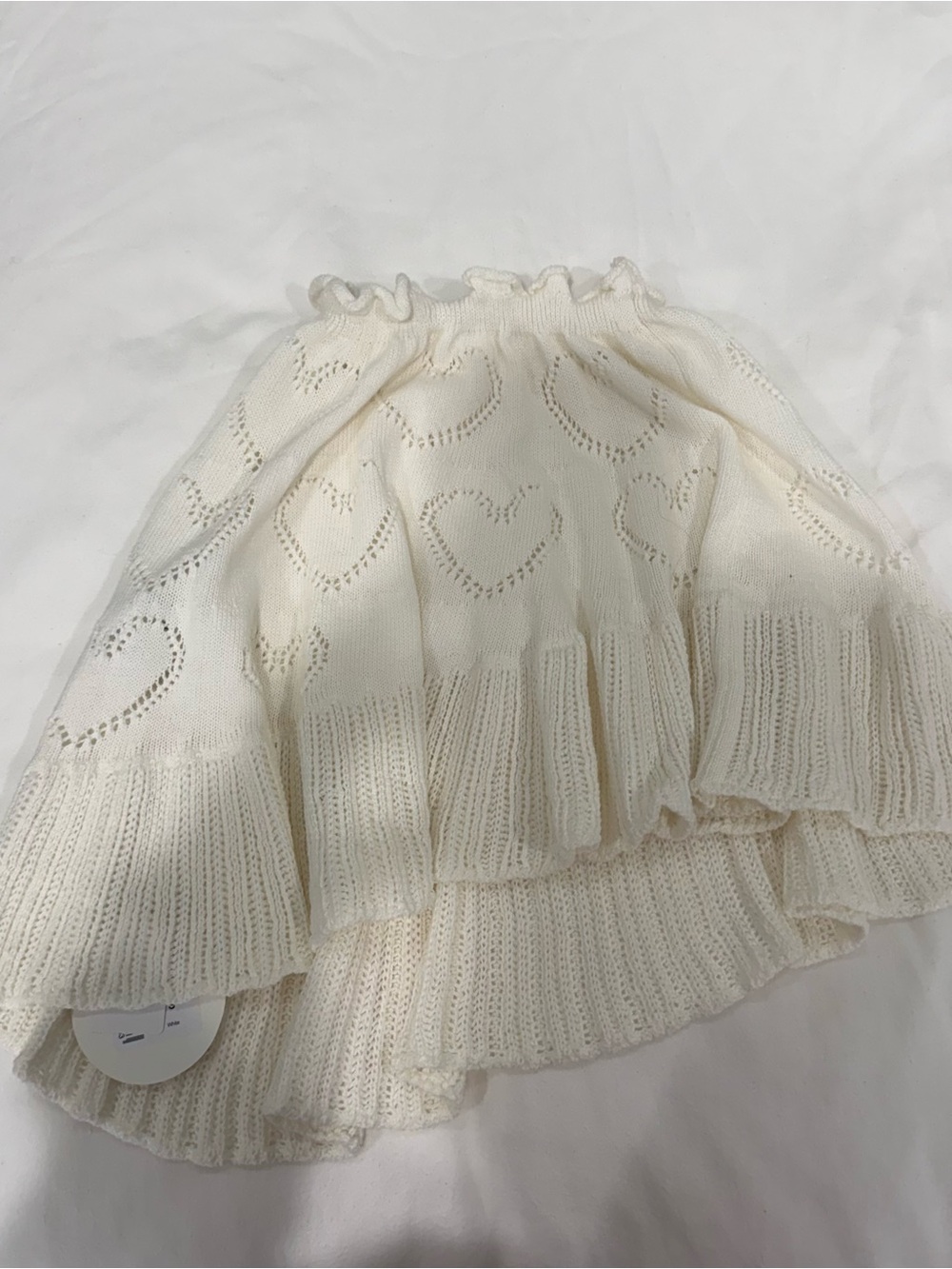 Gimaguas Ivory Heart Knit Tiered Skirt